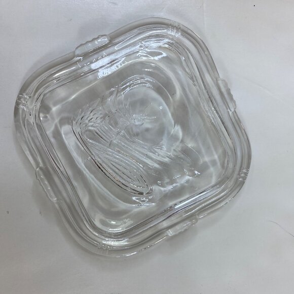 Federal Glass Ribbed Refrigerator Container Dish Lid Embossed Vegetable Motif - Picture 6 of 9